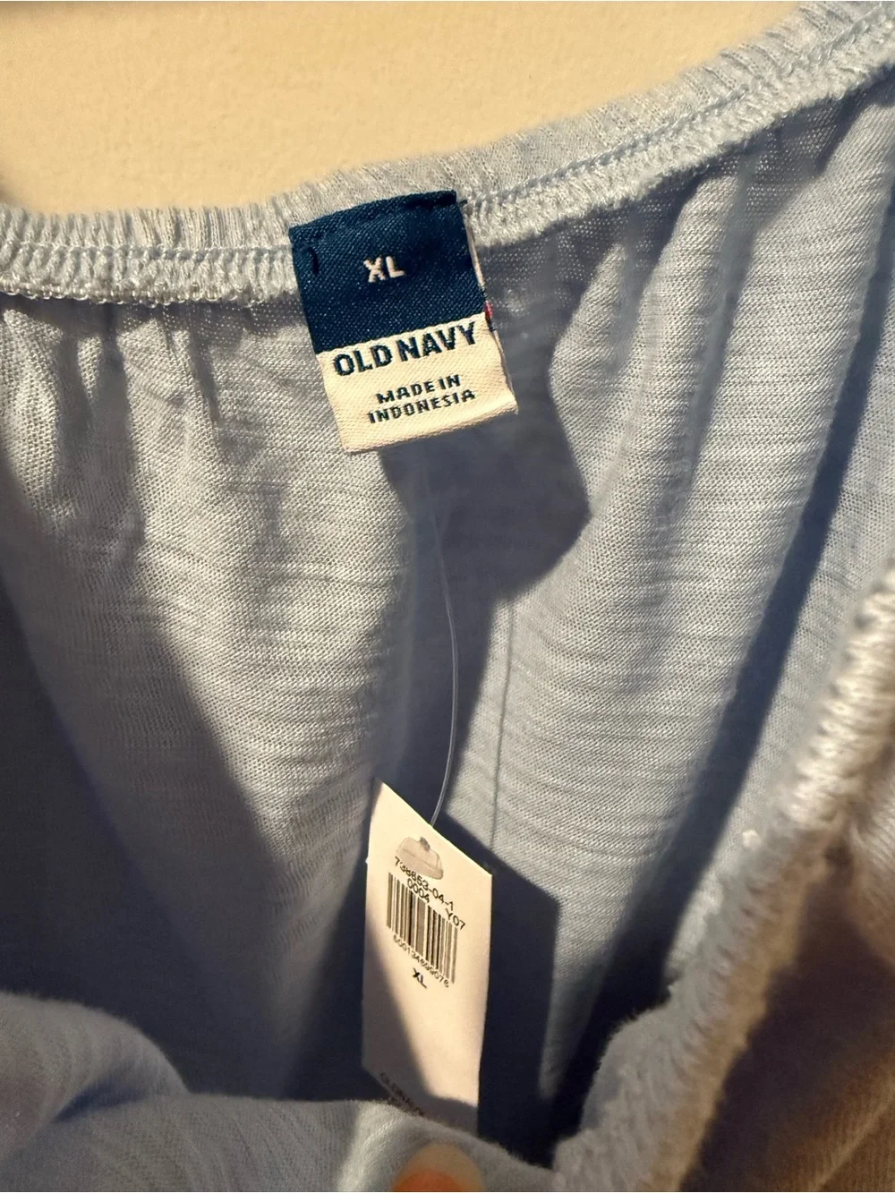 Old Navy Light Blue Puff Sleeve Peasant Top